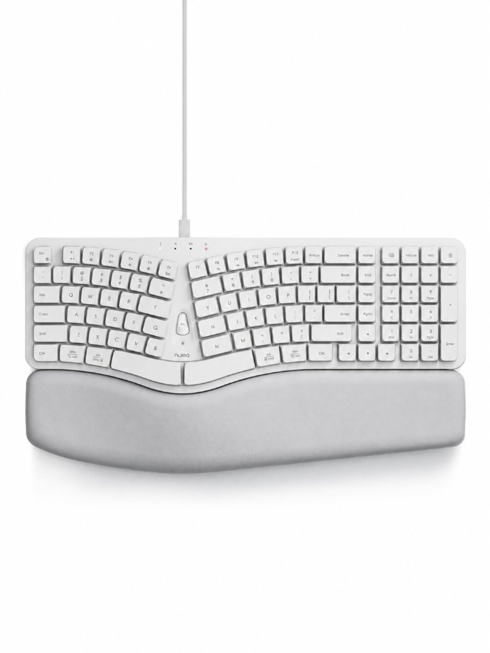 Nulea HA398 Ergonomic Split Wired Keyboard Palm Rest USB-C USB-A Full Size White